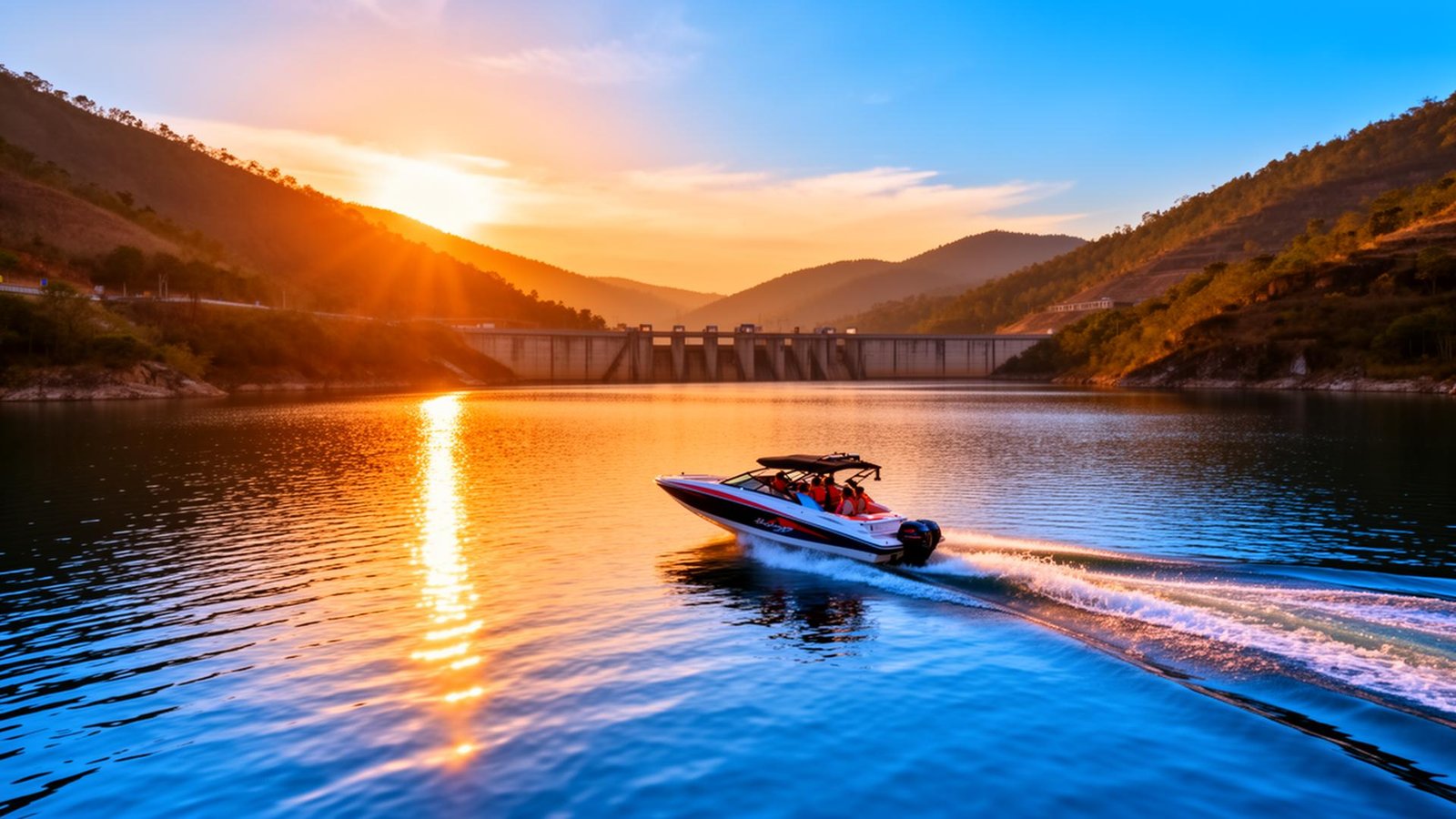 Sunset over the dam